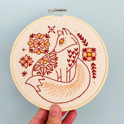 Folk Fox Embroidery PDF Download - English and French