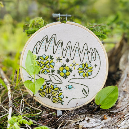 Folk Moose Complete Embroidery Kit - Colour