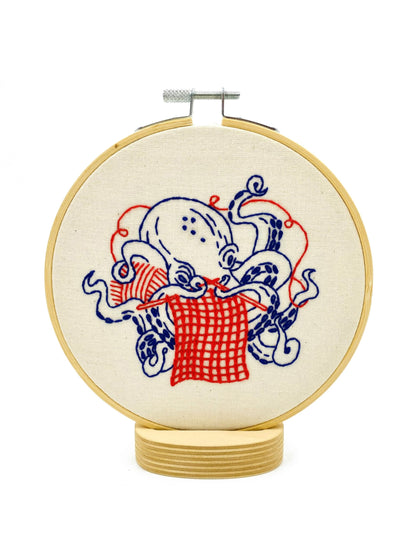 Knitting Octopus Complete Embroidery Kit