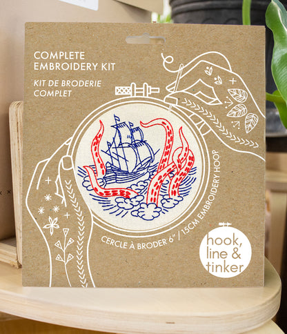 Kraken and Ship Complete Embroidery Kit